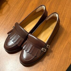 Sezane Dark Brown Fringe Loafers